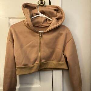 Brown Carmel Cropped Zip Up Hoodie